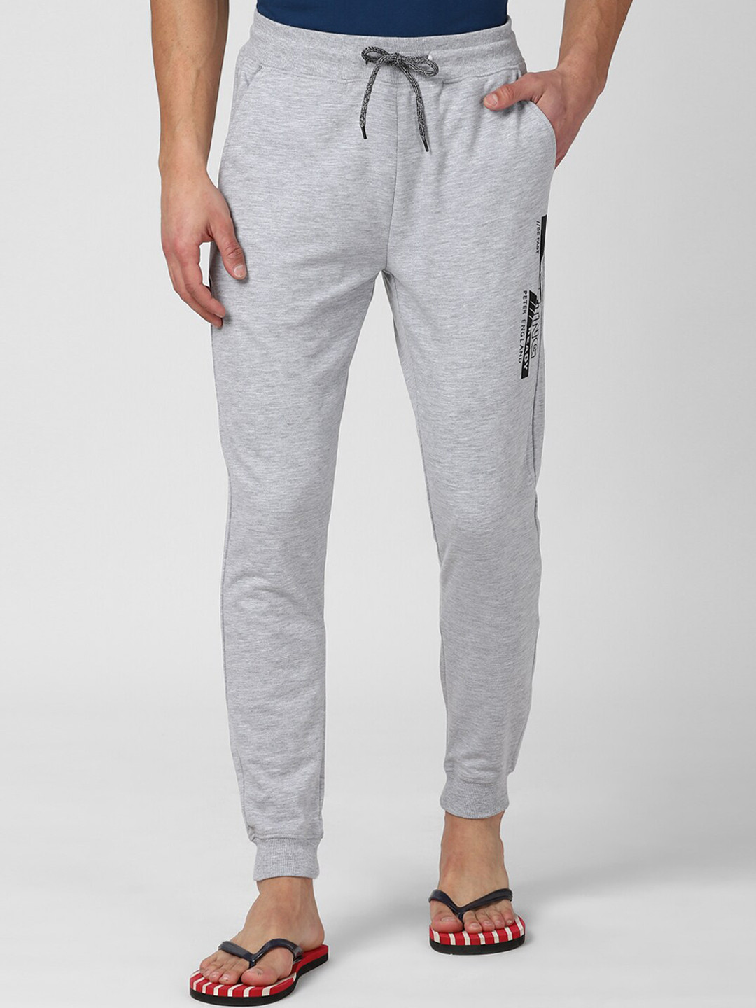 Buy Peter England Casuals Men Grey Solid Joggers Track Pants for Men