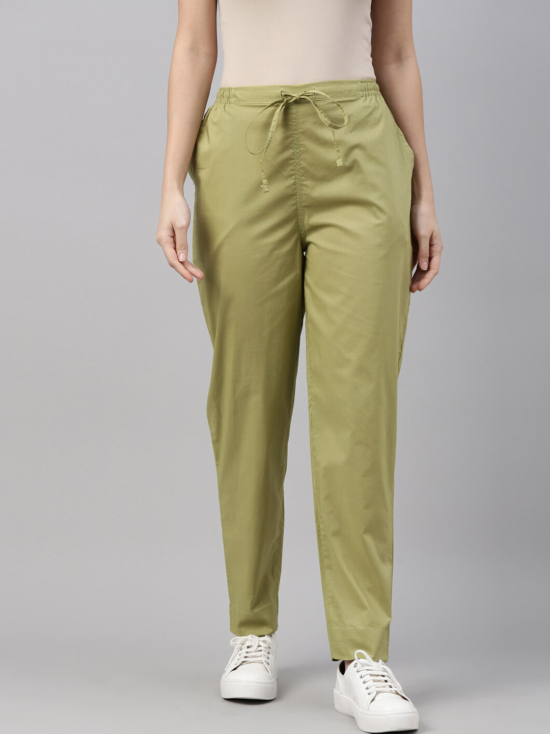 Buy Go Colors Women Green Tapered Fit Trousers Trousers for Women 18289946 Myntra