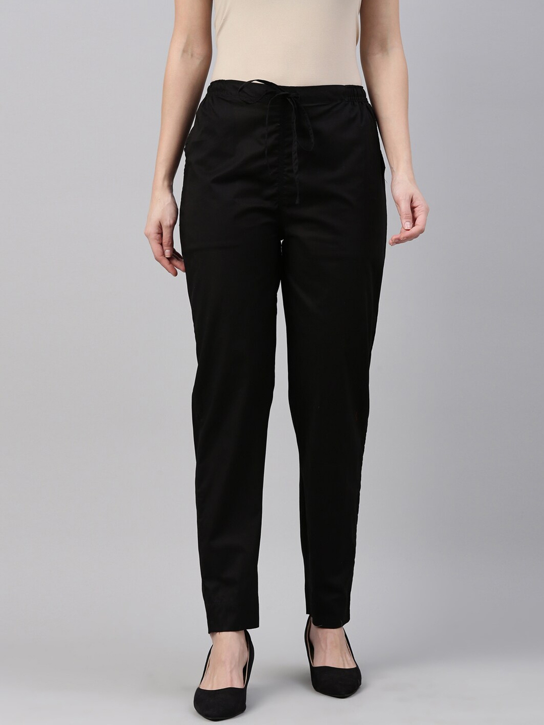 next black tapered trousers