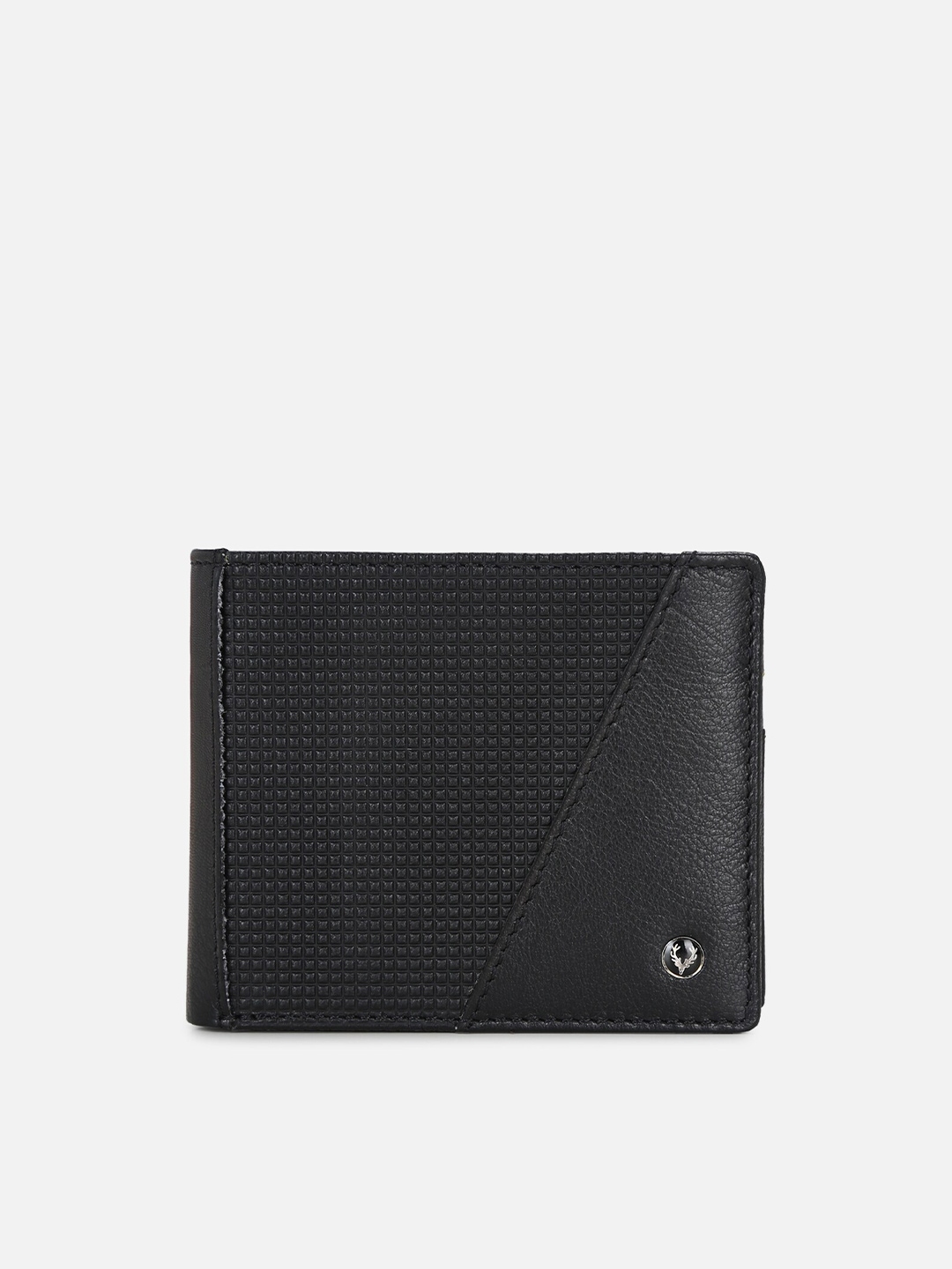 Buy Allen Solly Men Black Textured Leather Two Fold Wallet Wallets