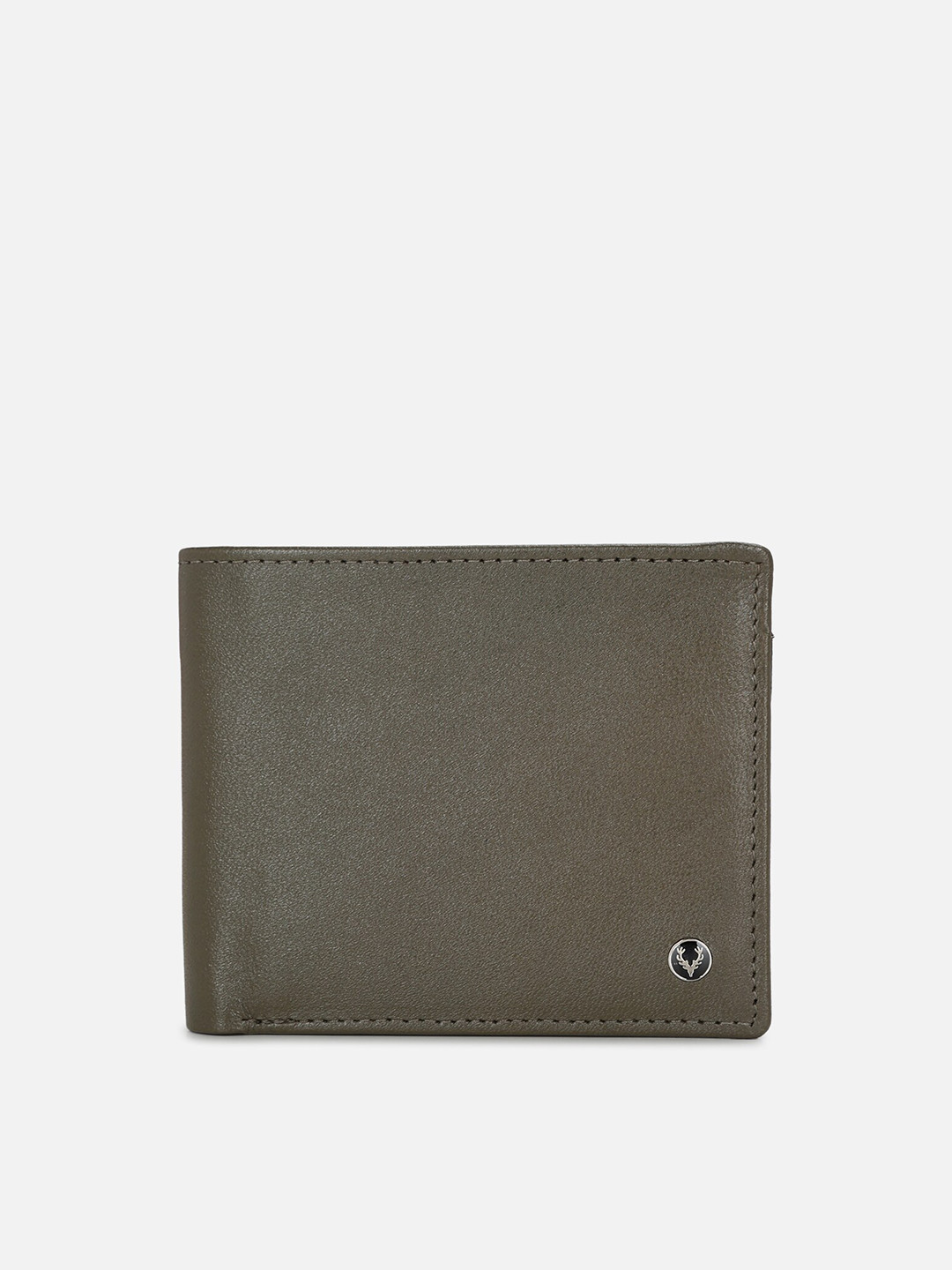 Buy Allen Solly Men Olive Green Leather Two Fold Wallet Wallets for