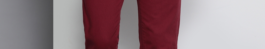 Buy The Indian Garage Co Men Red Smart Slim Fit Chinos Trousers ...