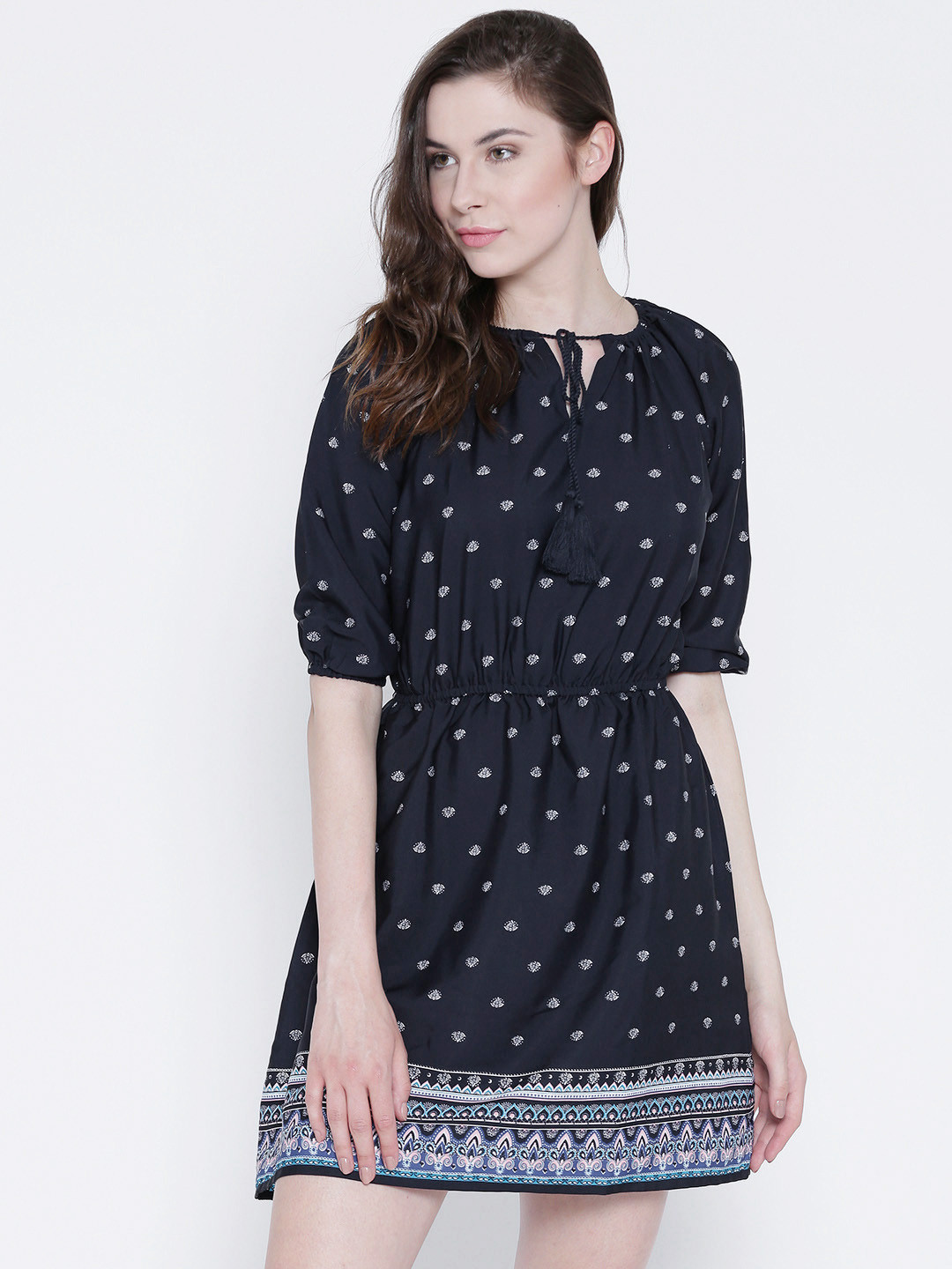 Buy Sera Women Navy Printed Tailored Dress Dresses for Women 1829160