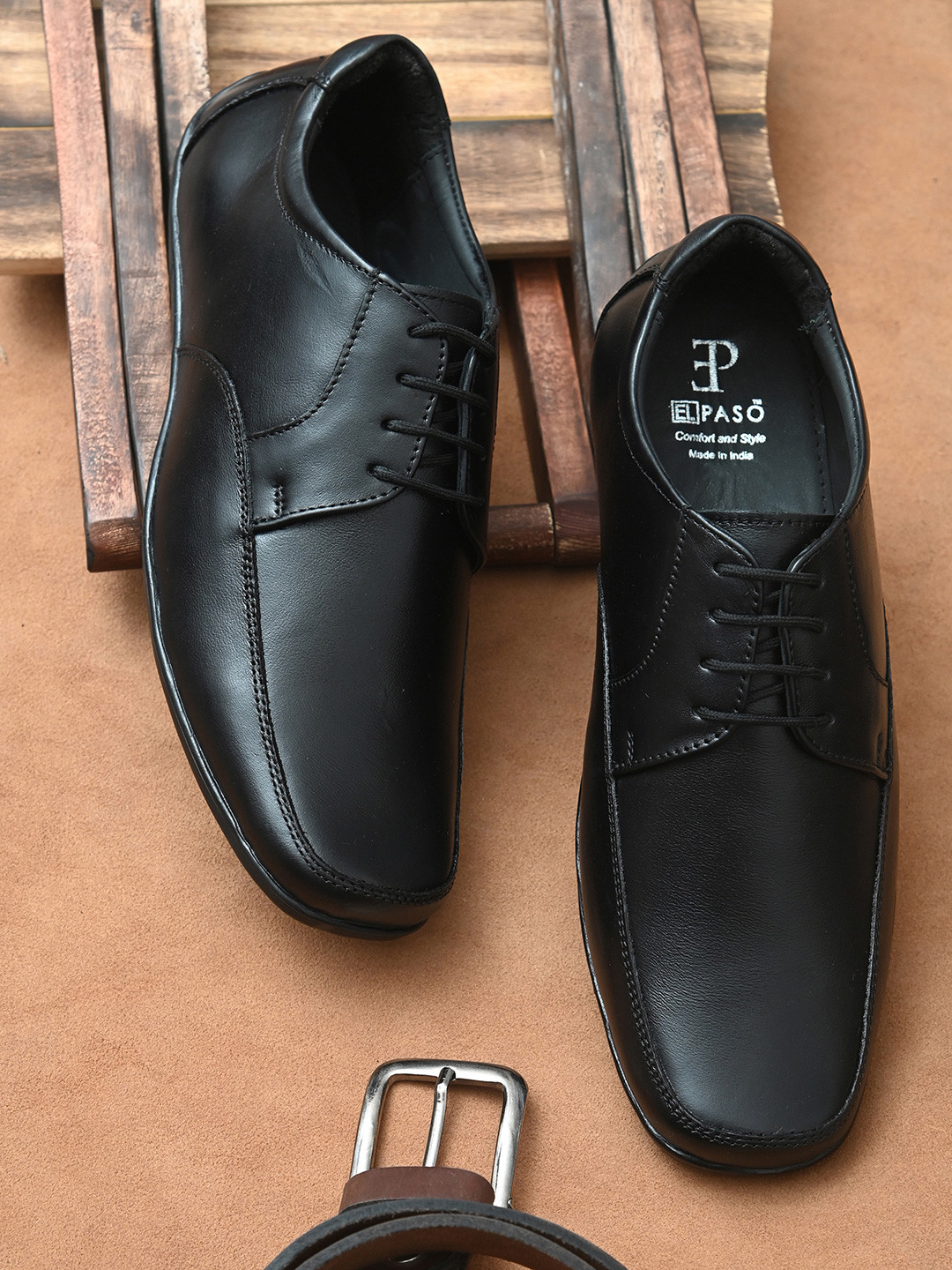 Buy El Paso Men Black Solid Leather Formal Debrys Formal Shoes for