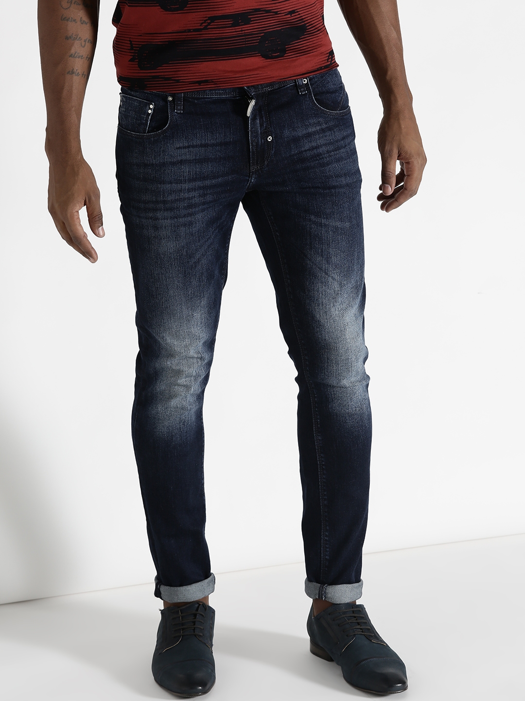 Buy Antony Morato Men Navy Blue Super Skinny Fit Stretchable Jeans ...