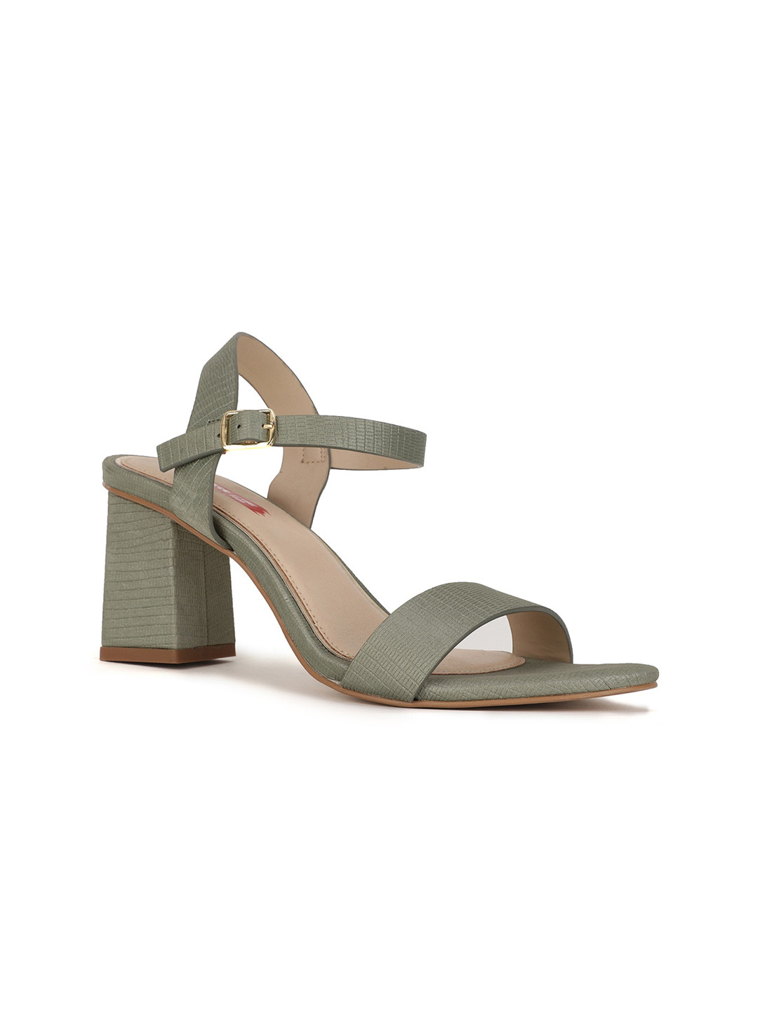 Buy Bata Olive Green Block Sandals With Buckles Heels for Women