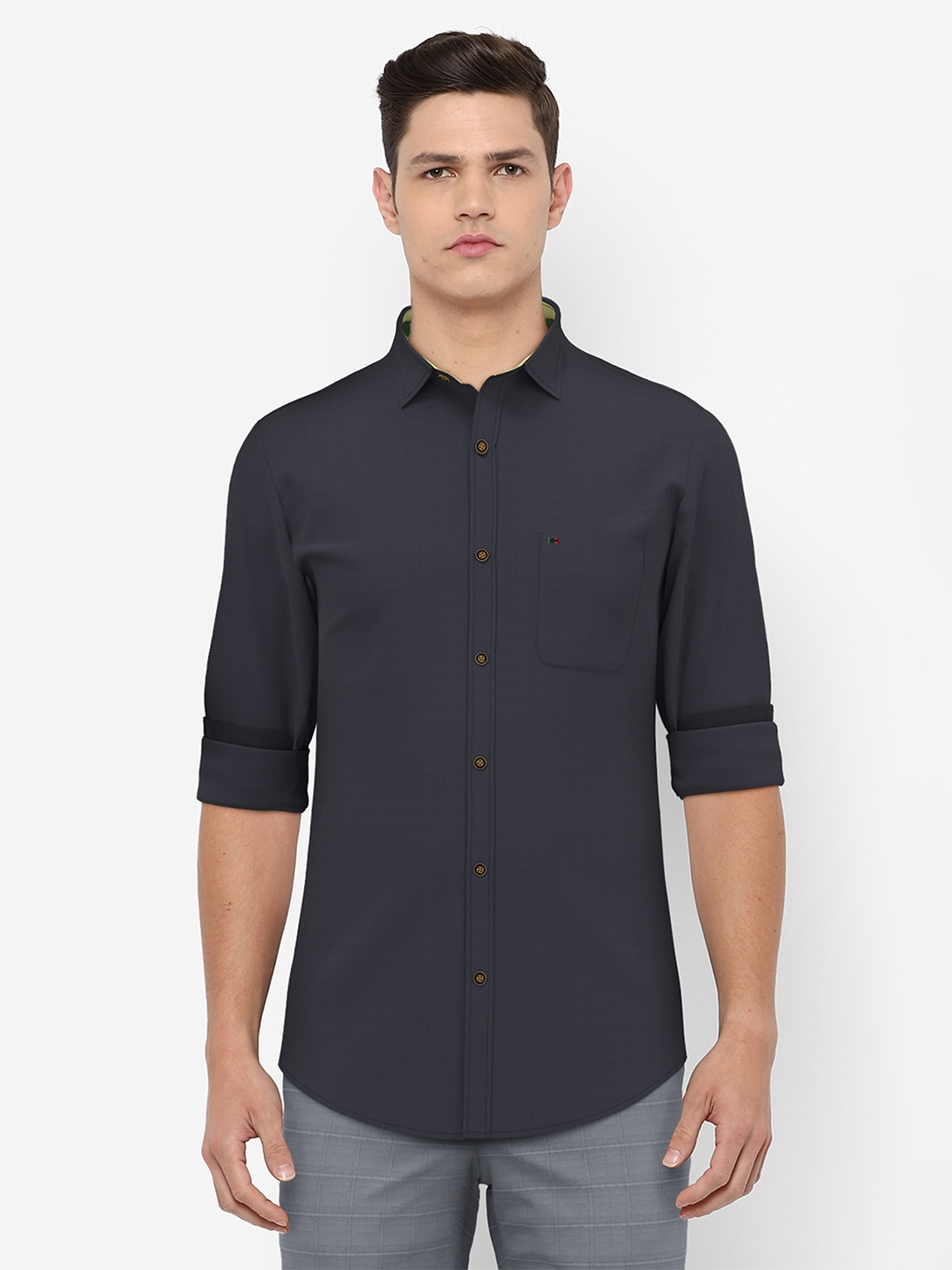 Buy Peter England Men Navy Blue Slim Fit Casual Shirt - Shirts for Men ...