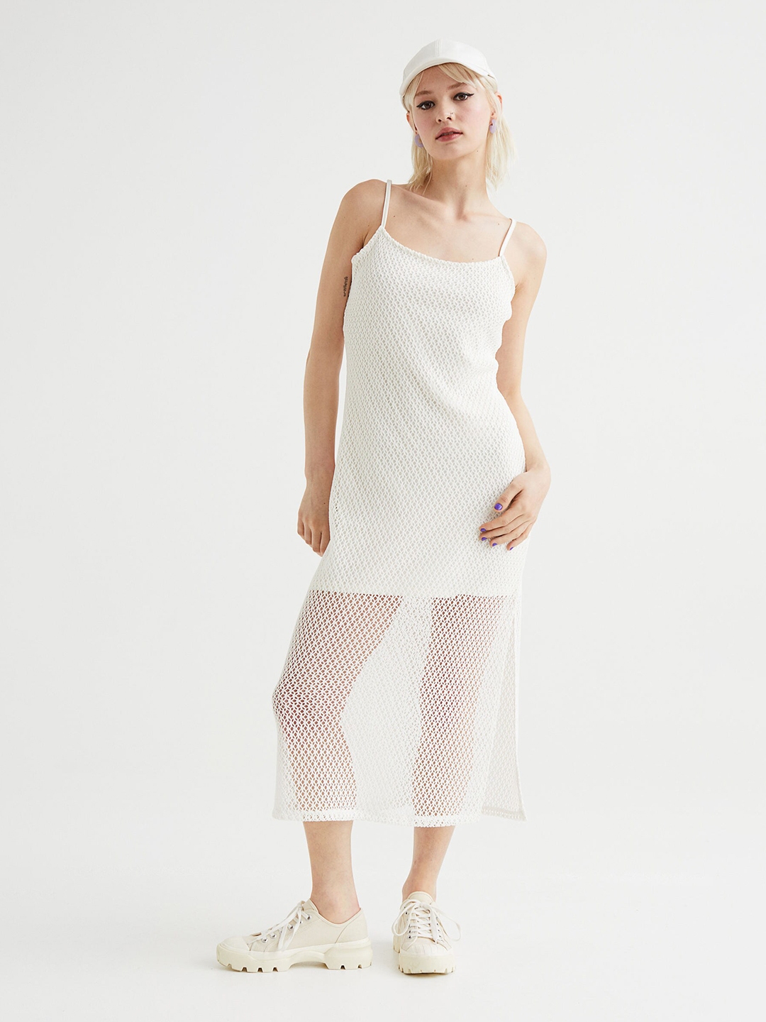 Buy H&M White Crochet Look Dress Dresses for Women 18302308 Myntra