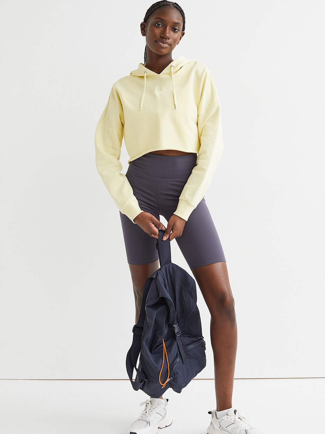 H&m yellow cropped hoodie clearance