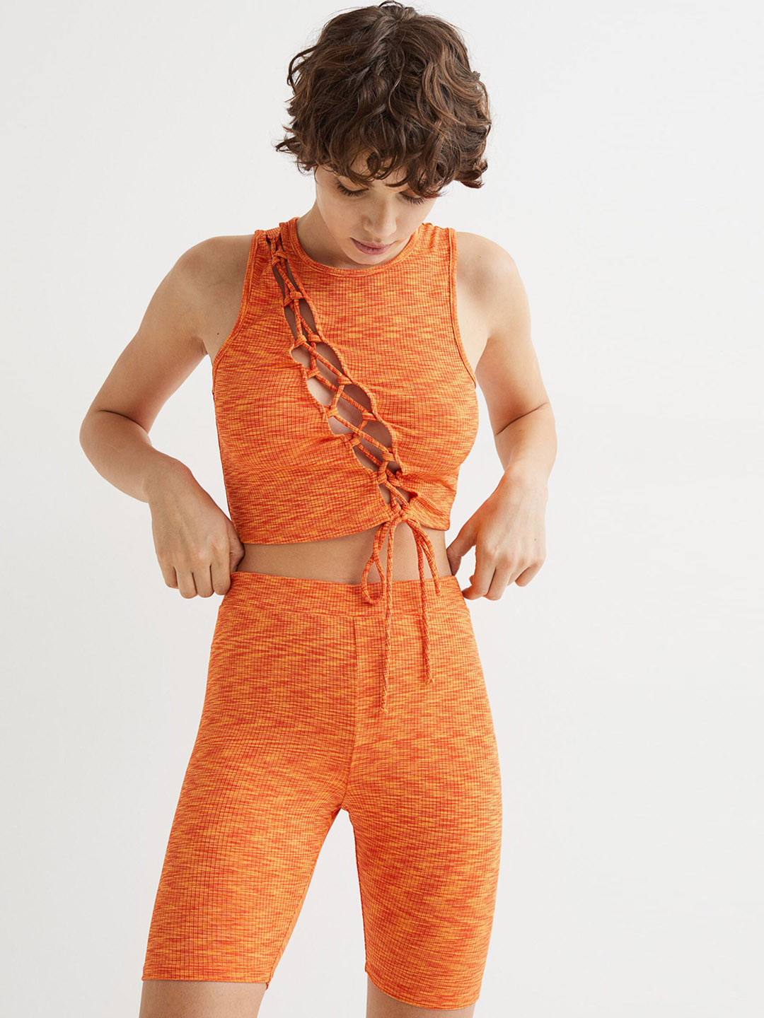 Buy H&M Women Orange Ribbed Cycling Shorts Shorts for Women 18305184