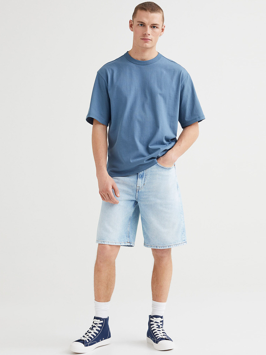 Buy H&M Men Blue Relaxed Denim Shorts Shorts for Men 18305318 Myntra