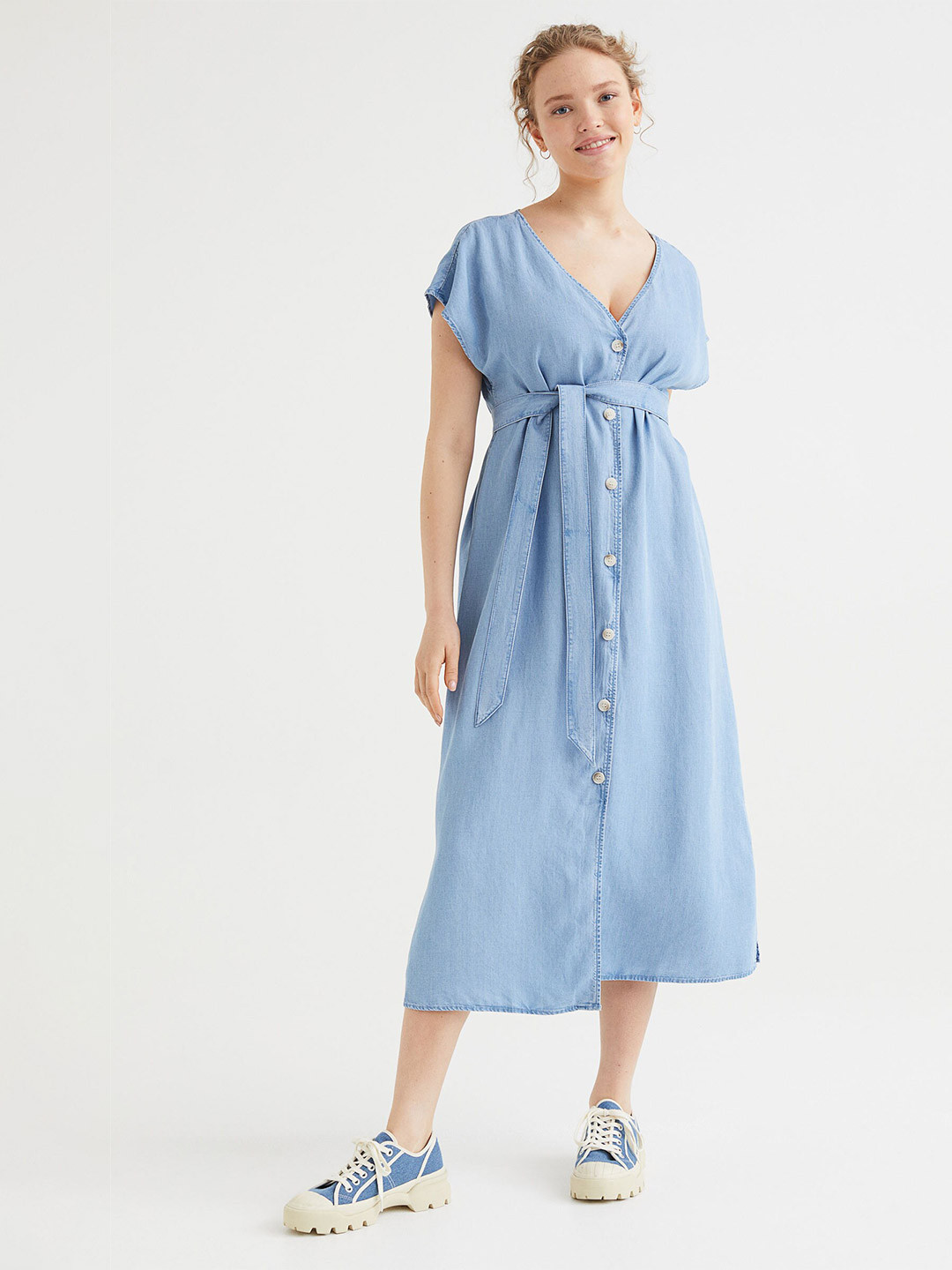 Buy H&M Blue Solid MAMA Tie Belt Dress Dresses for Women 18305392