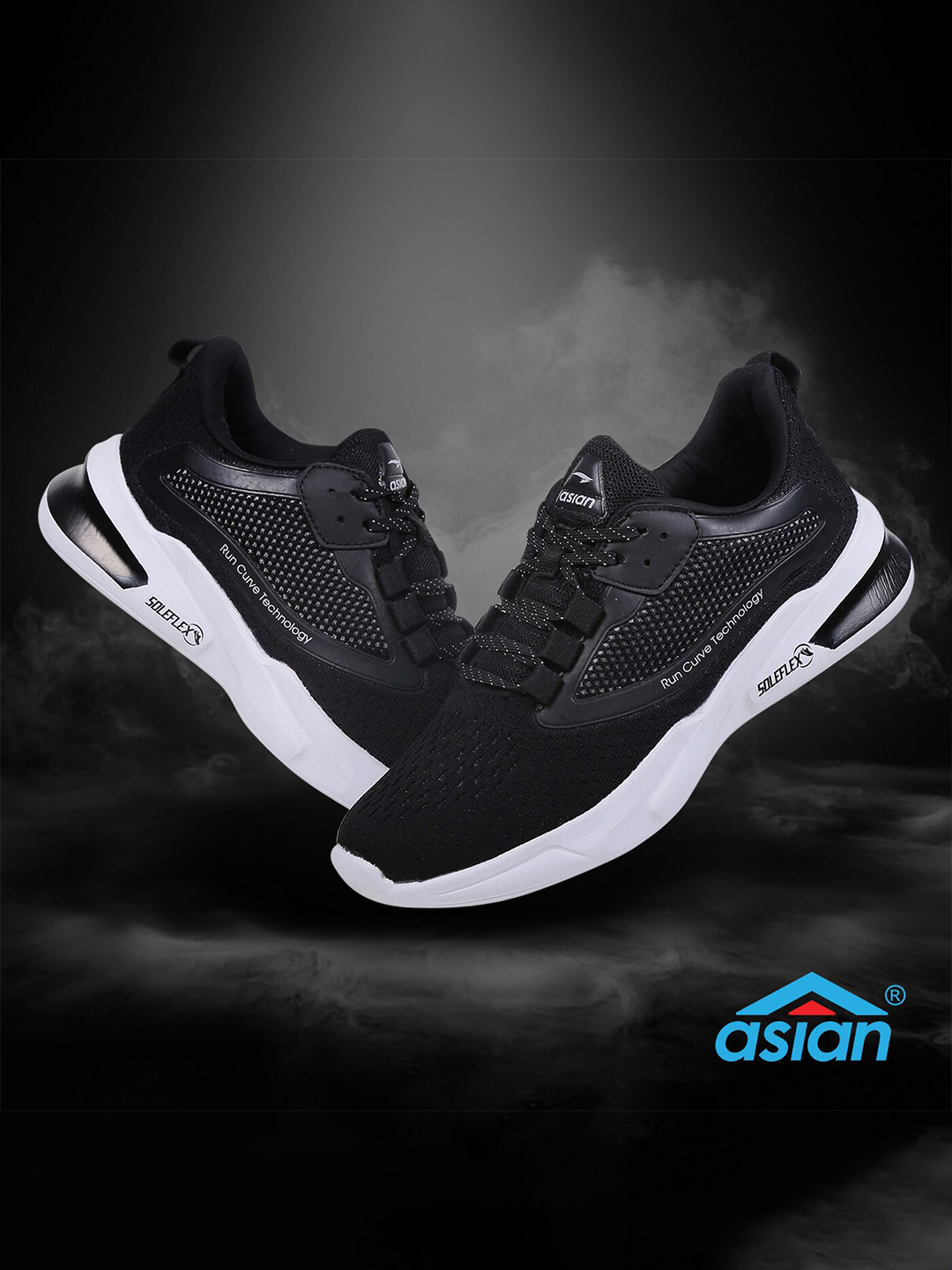 Buy ASIAN Men Black Mesh Running Non Marking Shoes Sports Shoes for