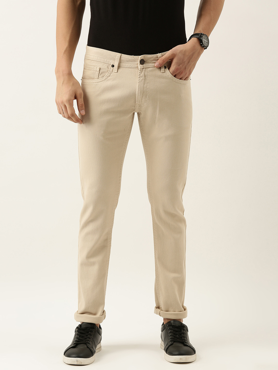 Buy Peter England Casuals Men Beige Skinny Fit Stretchable Jeans
