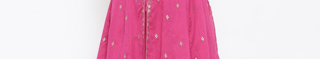 Buy Biba Pink Embroidered Anarkali Kurta With Palazzos & Dupatta ...
