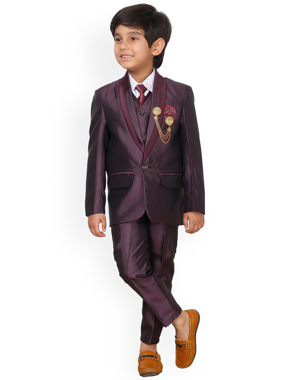 Buy DKGF FASHION Kids Boys Purple 5 Piece Suits Suits for Boys