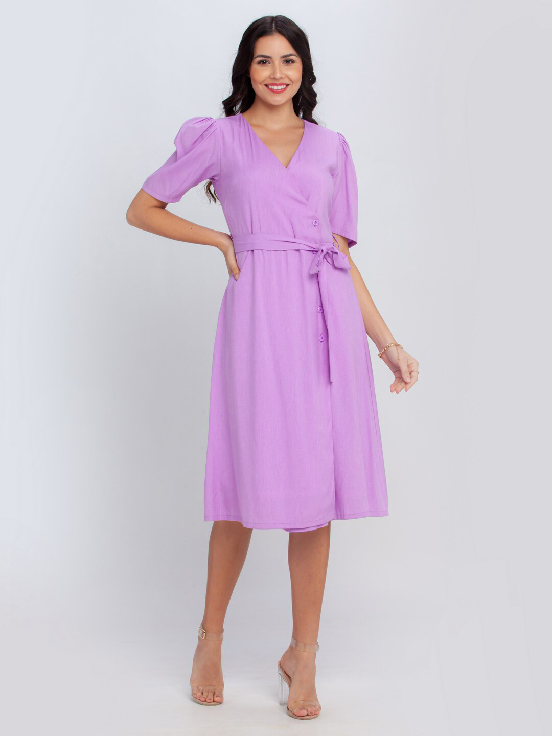 The Zuri Closet London Purple V Neck Body Dress main image 1