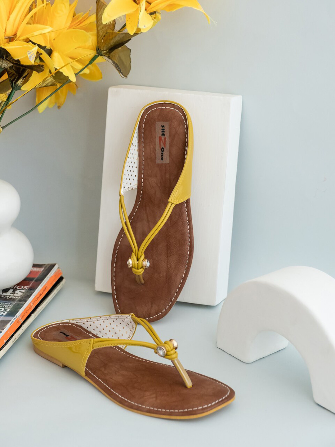 Buy Shezone Women Mustard Open Toe Flats Flats for Women 18310886