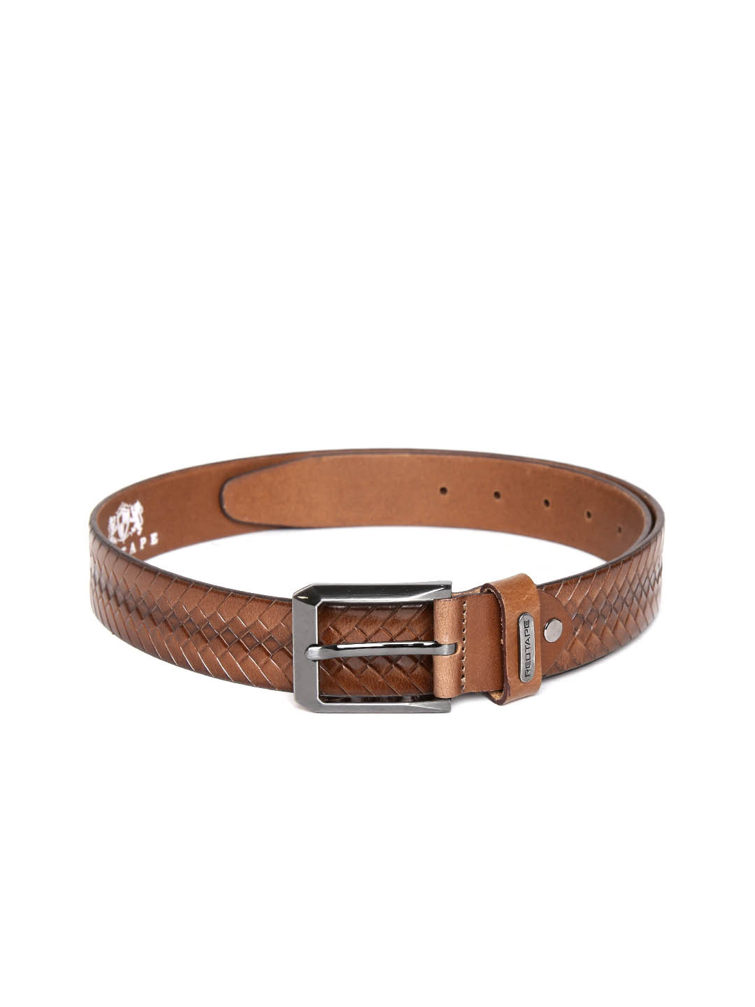 Buy Red Tape Men Brown Basketweave Textured Leather Belt Belts for