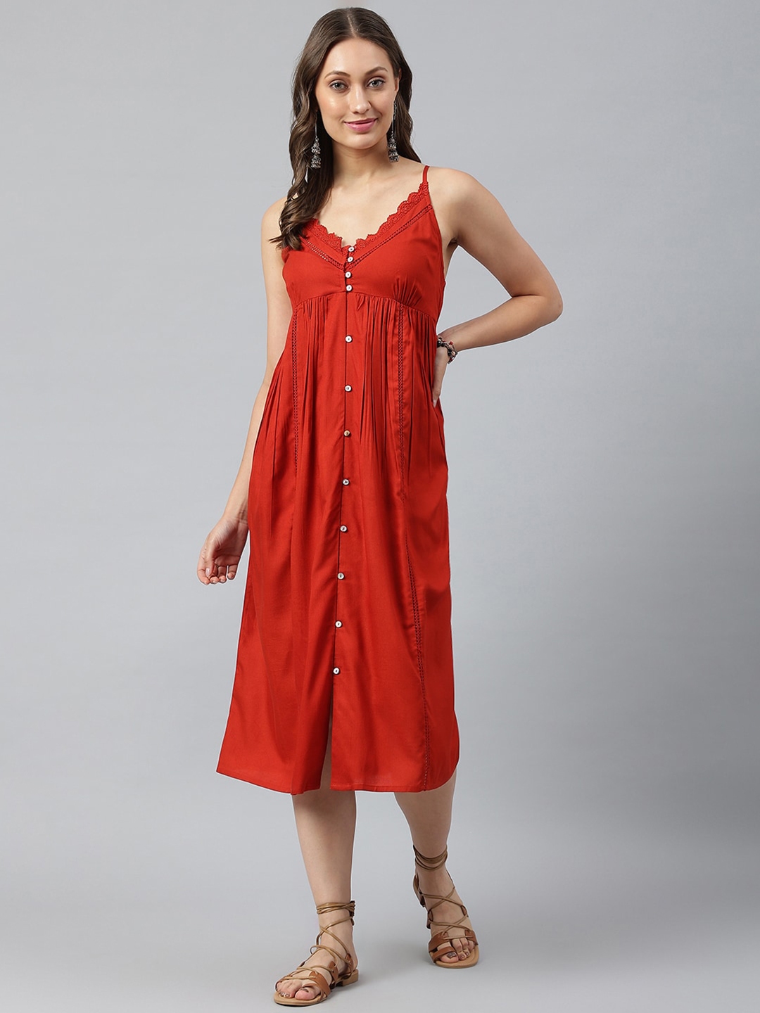 Buy Pinwheel Orange Empire Midi Dress Dresses for Women 18312466 Myntra