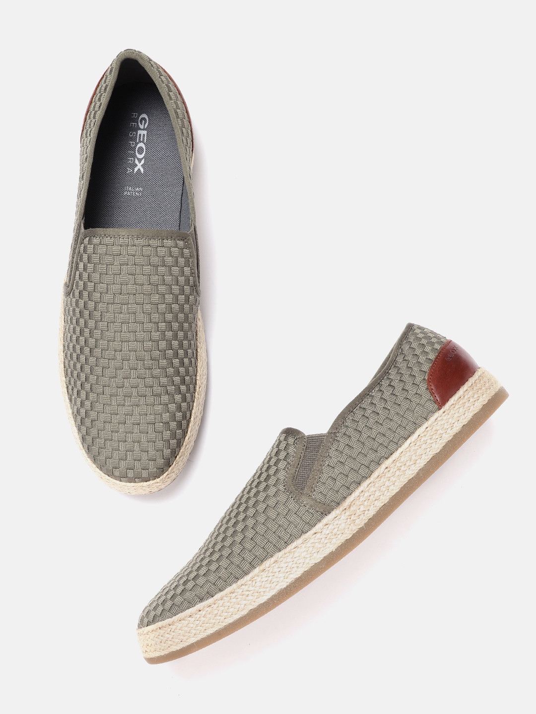 Buy Geox Men Olive Green Woven Design Lightweight Espadrilles Casual