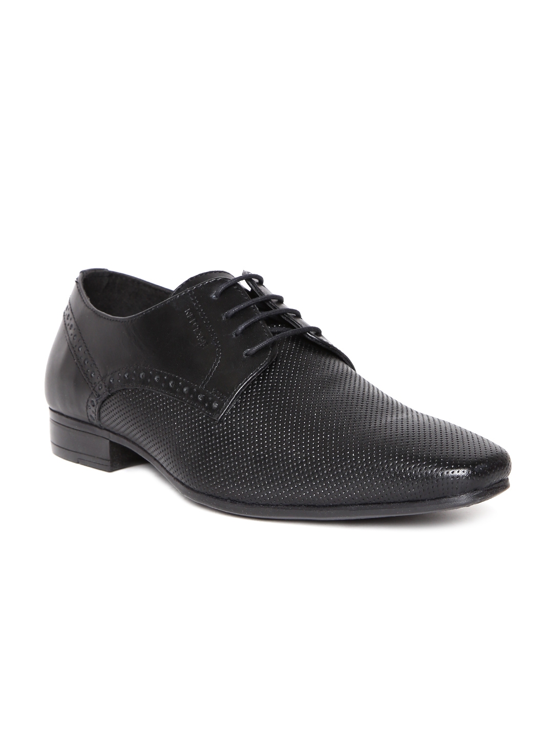 red tape mens black leather formal shoes