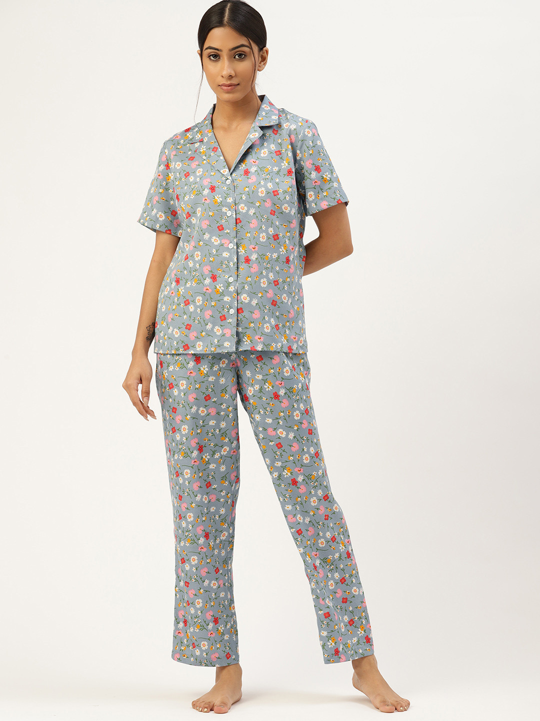 Buy ETC Women Grey Printed Night Suit Night Suits for Women 18314568