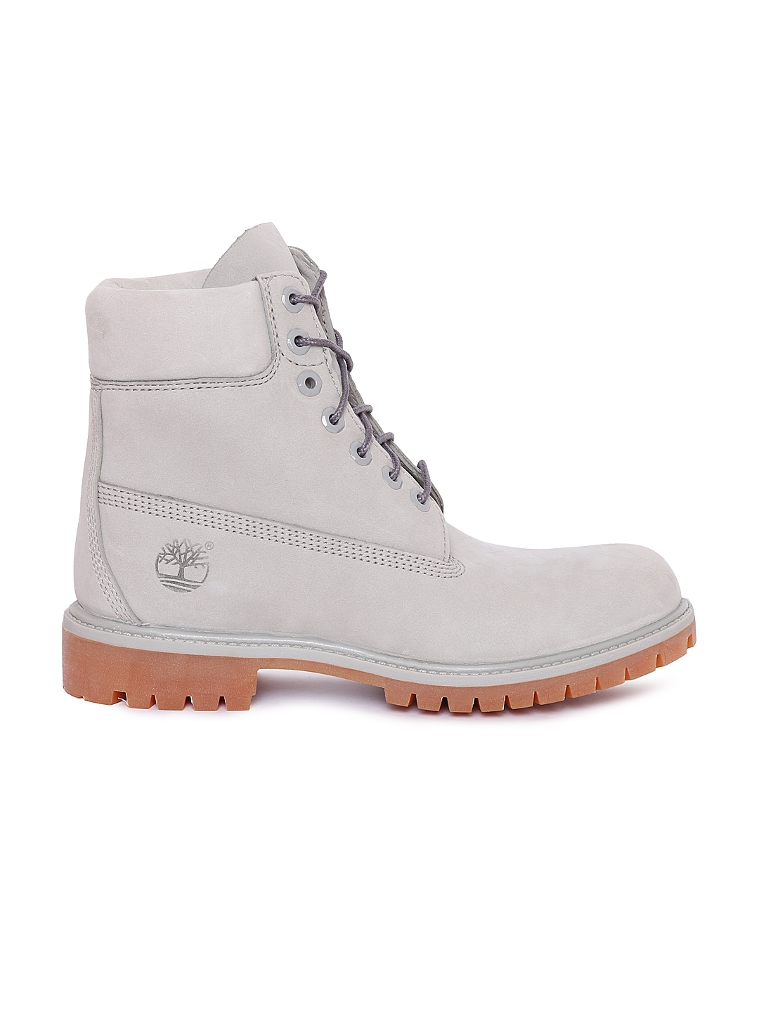 Buy Timberland Men Grey Solid High Tops Leather Flat Boots - Boots for ...