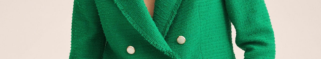 Buy Mango Women Green Tweed Double Breasted Oversize Fit Blazer Blazers For Women 18319556