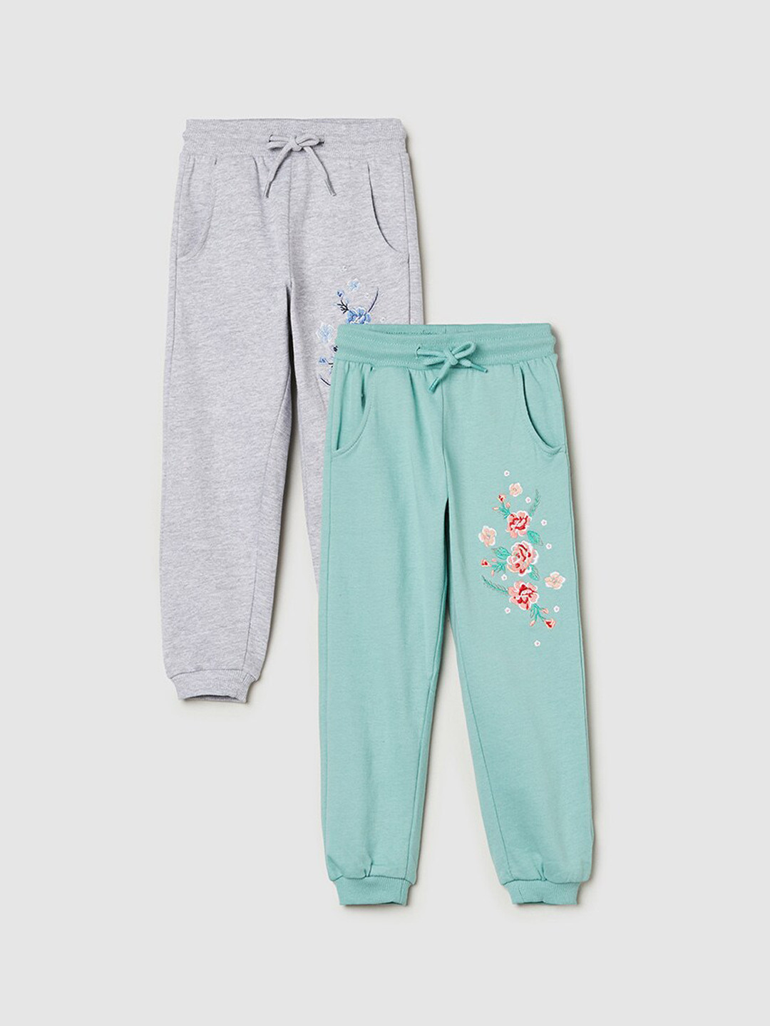 Buy Max Girls Pack Of 2 Printed Pure Cotton Joggers Track Pants for