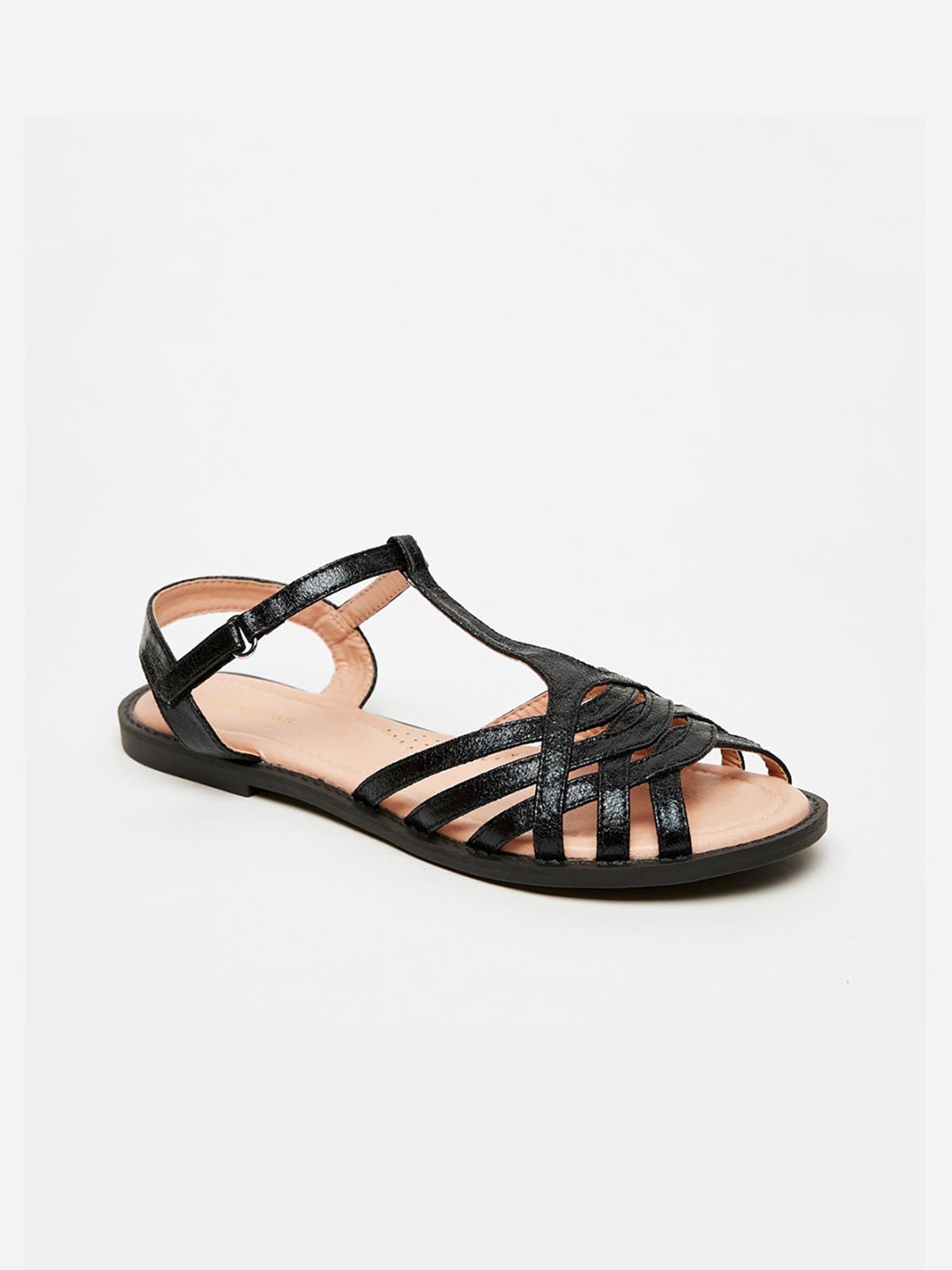 Buy Shoexpress Girls Black Colourblocked T Strap Flats With Buckles Flats for Girls 18321816