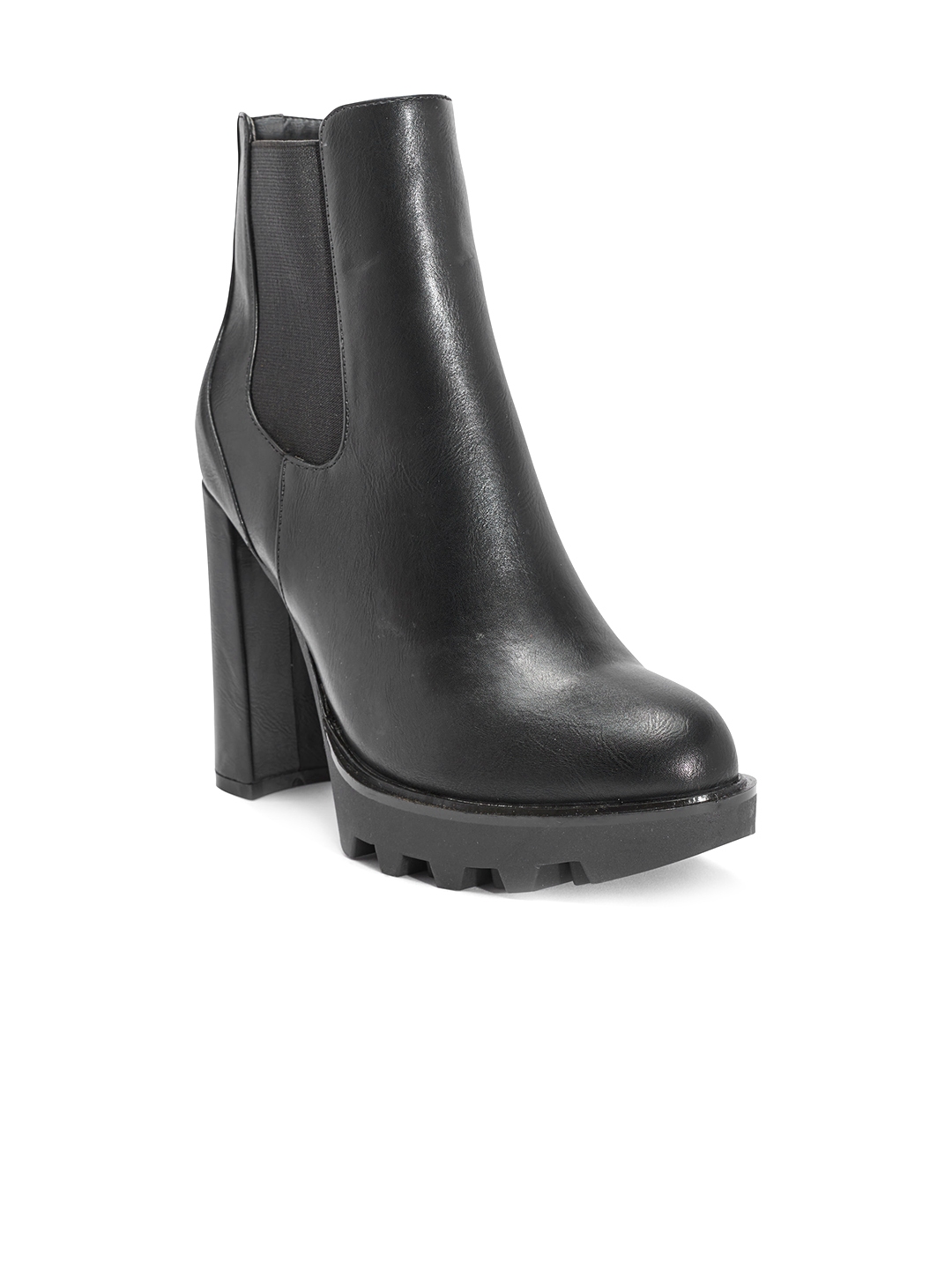 truffle collection heeled knee high boots in black