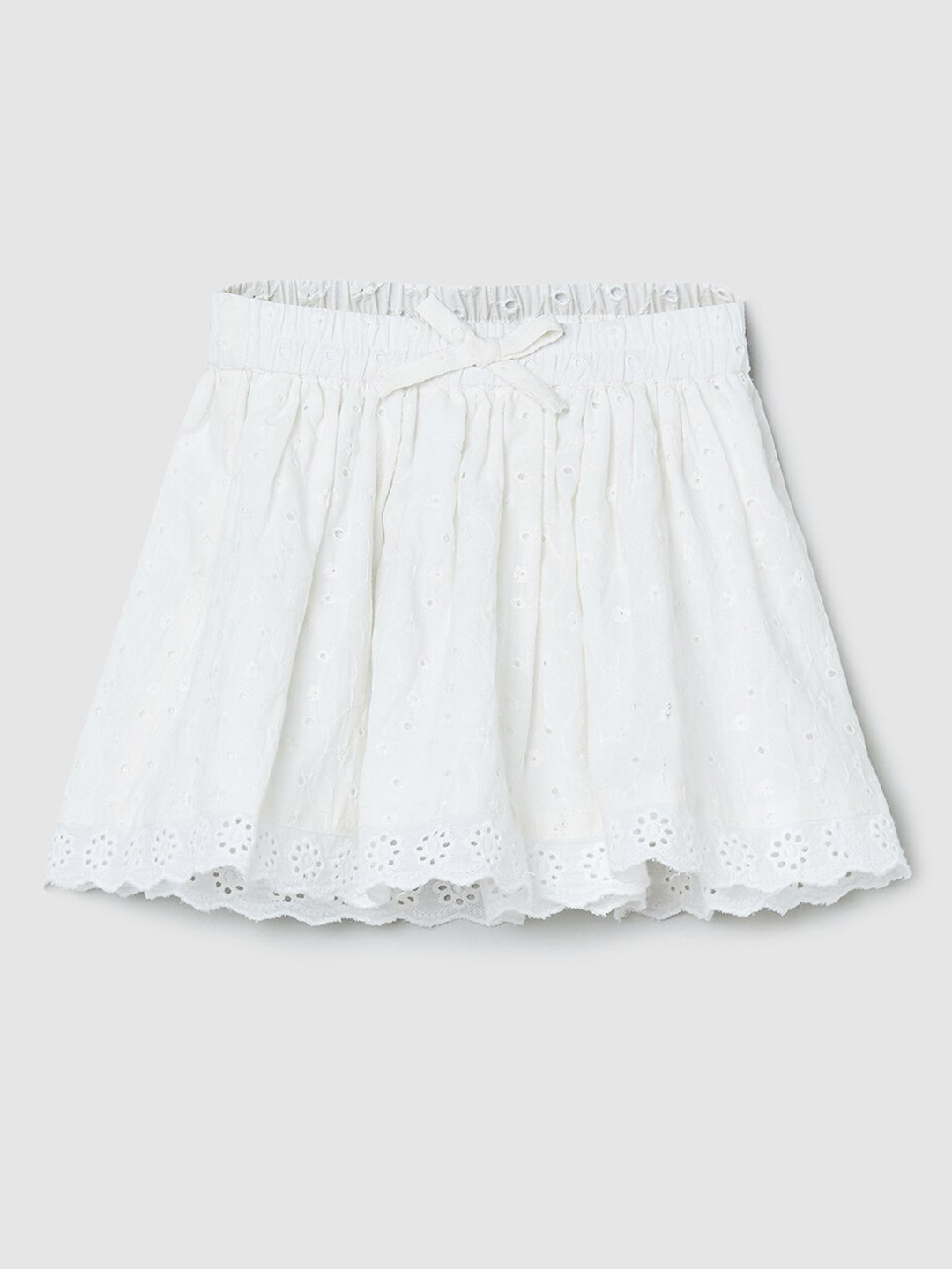 Buy Max Infant Girls White Solid Knee Length Flared Schiffli Skirts