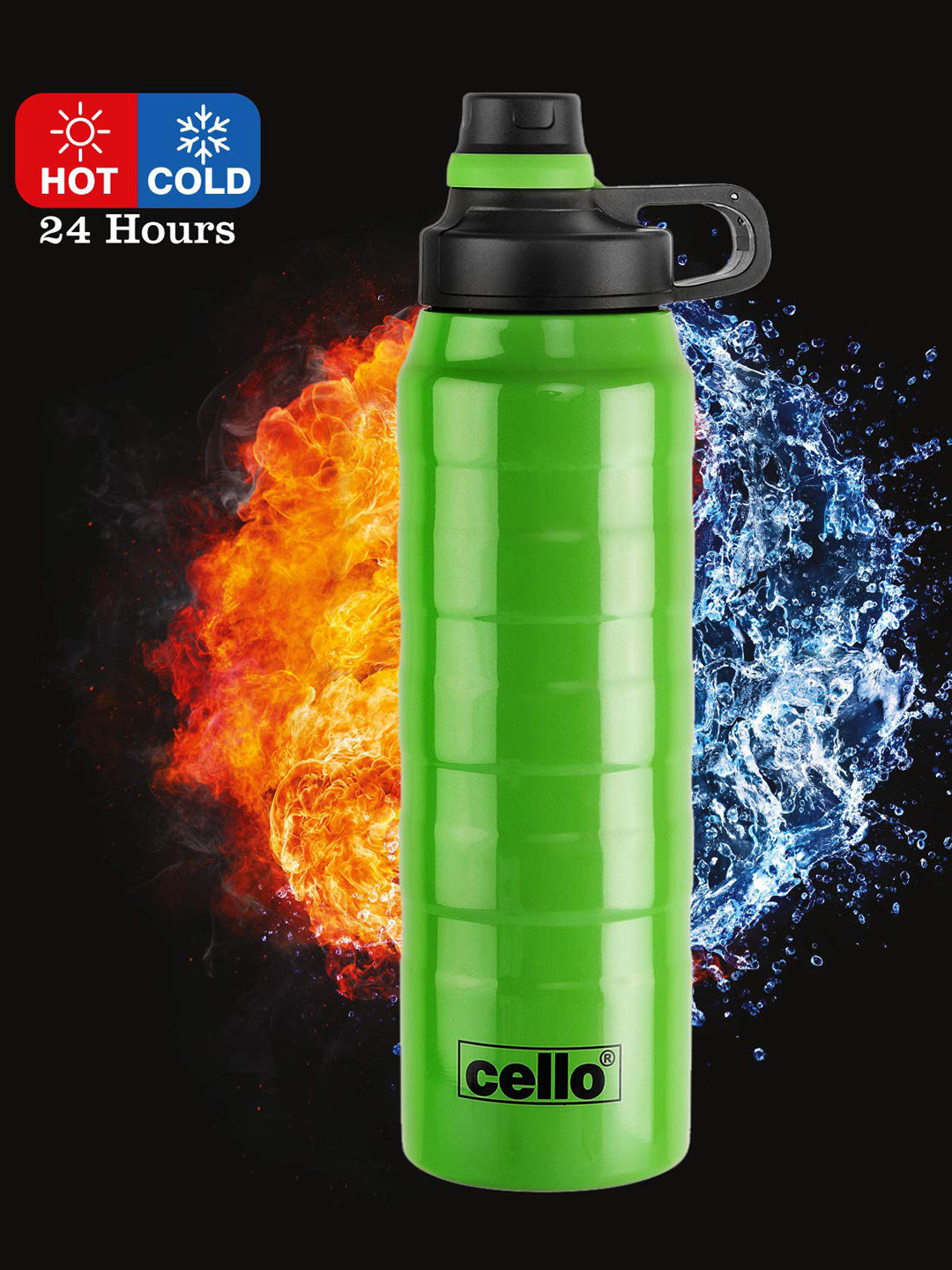 Buy Cello Green Solid Stainless Steel Water Bottle 600 Ml Water