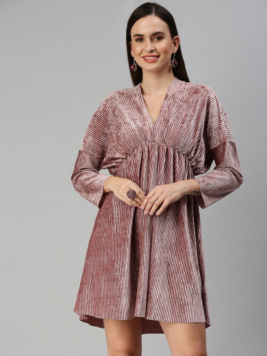 Buy SHOWOFF Mauve Velvet A Line Dress Dresses for Women 18327546 Myntra
