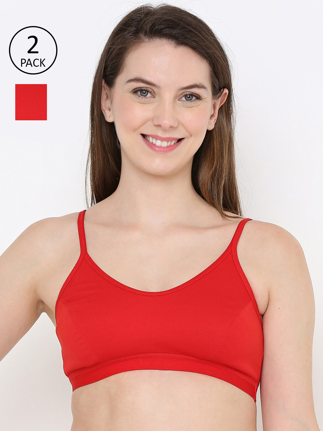 Buy Berrys Intimatess Red Set Of 2 Solid Non Padded Cotton Bra Bra