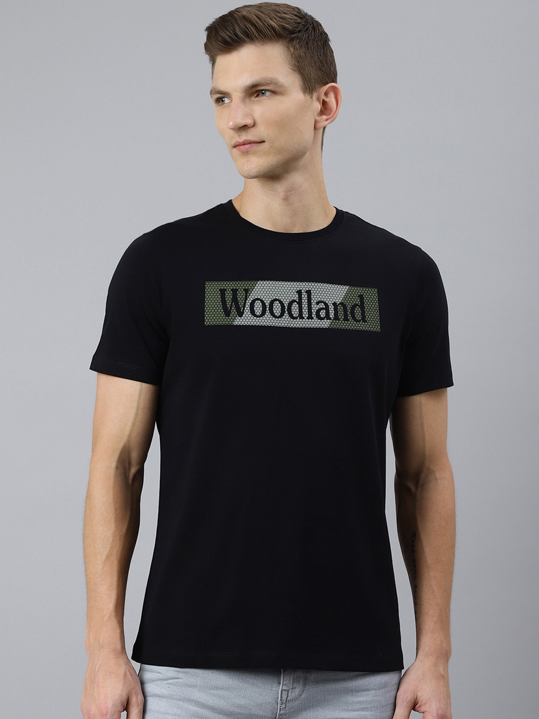 Buy Woodland Men Black Typography Printed T Shirt Tshirts for Men 18332734 Myntra