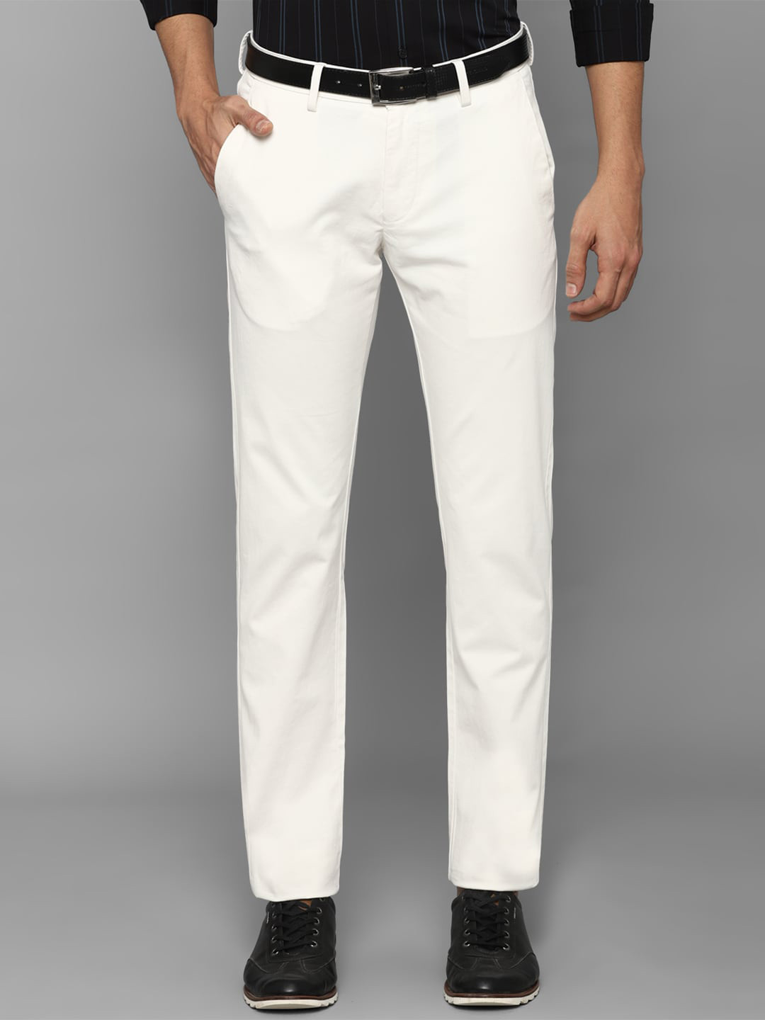 Buy Allen Solly Men White Slim Fit Trousers Trousers for Men 18334890