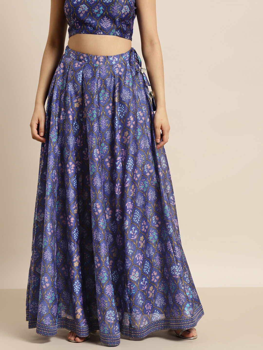 Buy Shae By SASSAFRAS Women Blue & Brown Ethnic Motifs Printed Flared