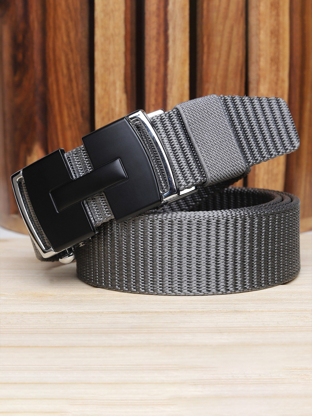 Buy Kastner Men Grey Canvas Textured Autolock Belt Belts for Men