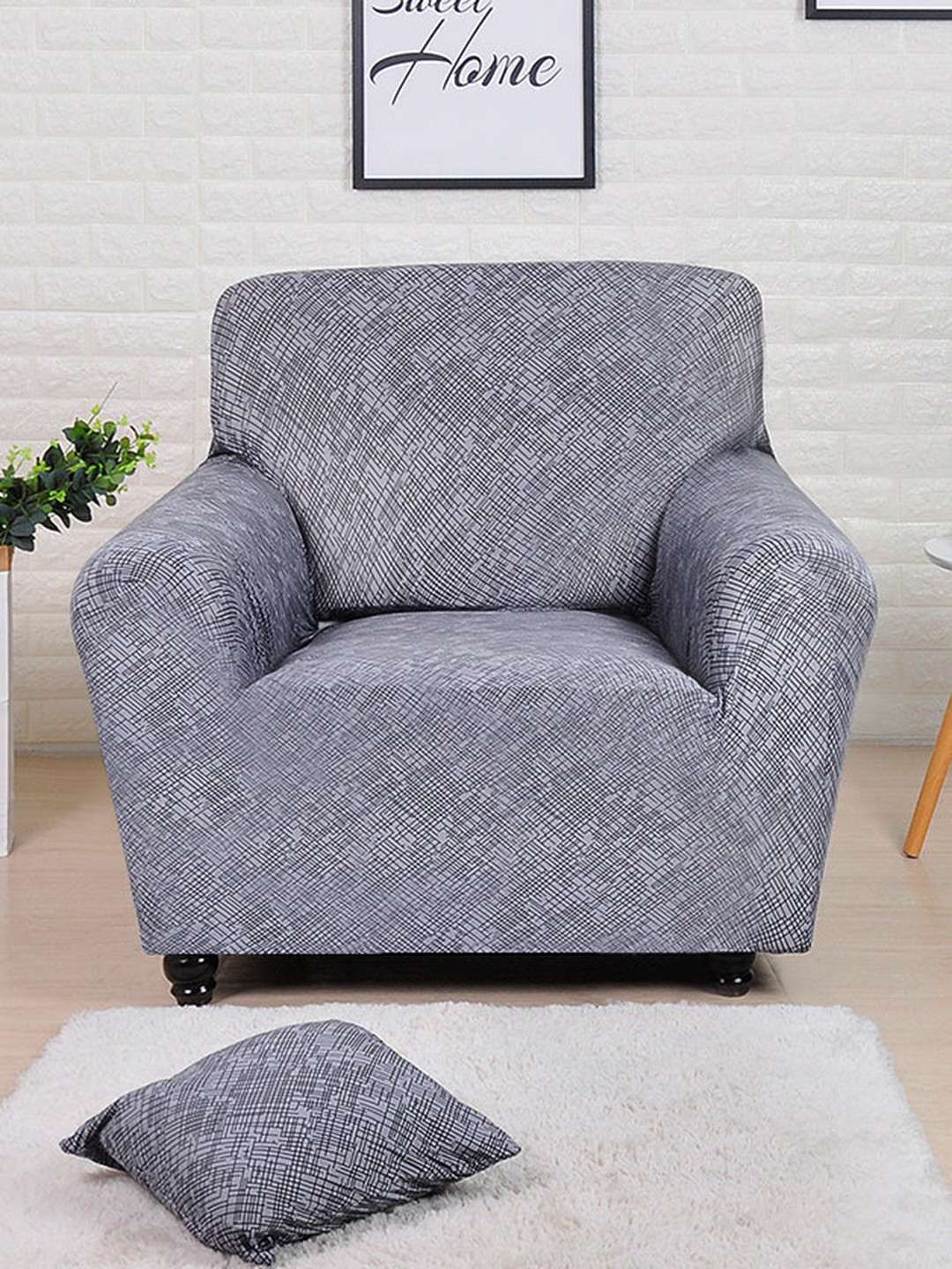 Buy Athome By Nilkamal Grey Printed 1 Seater Sofa Covers Sofa Covers