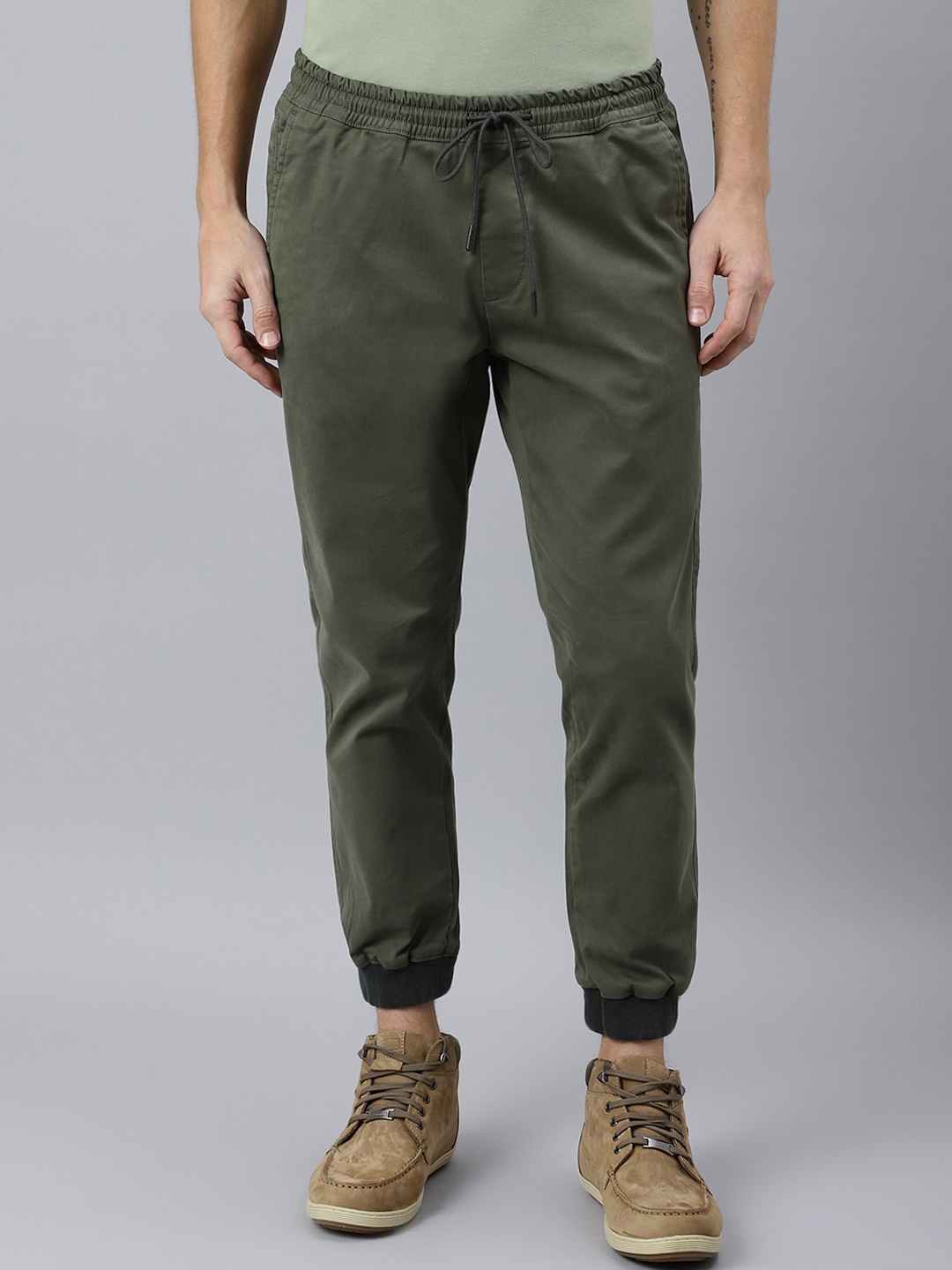 Buy Woodland Men Olive Green Joggers Trousers - Trousers for Men ...