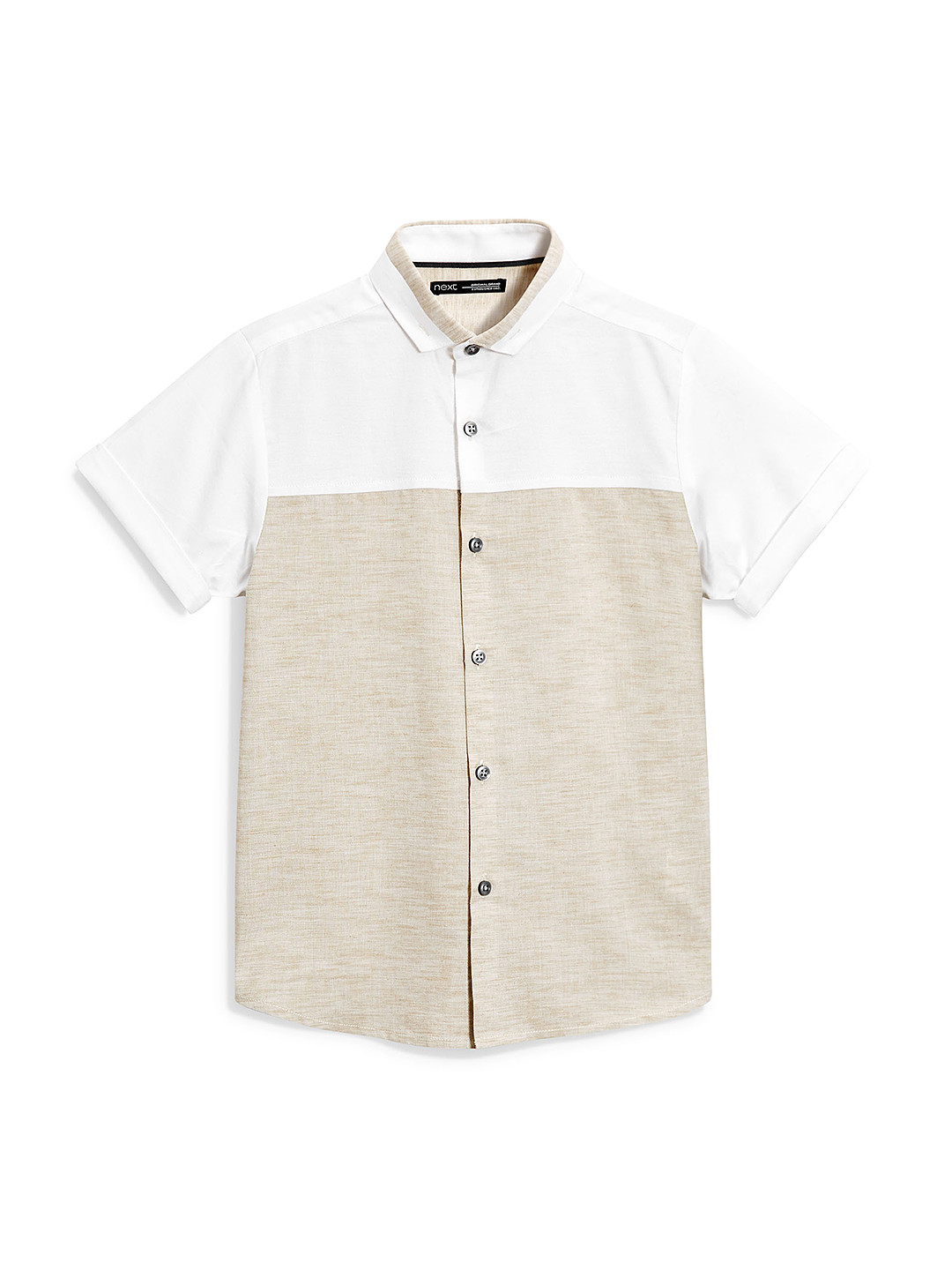 Buy Next Boys Cream & White Colourblocked Regular Fit Casual Shirt