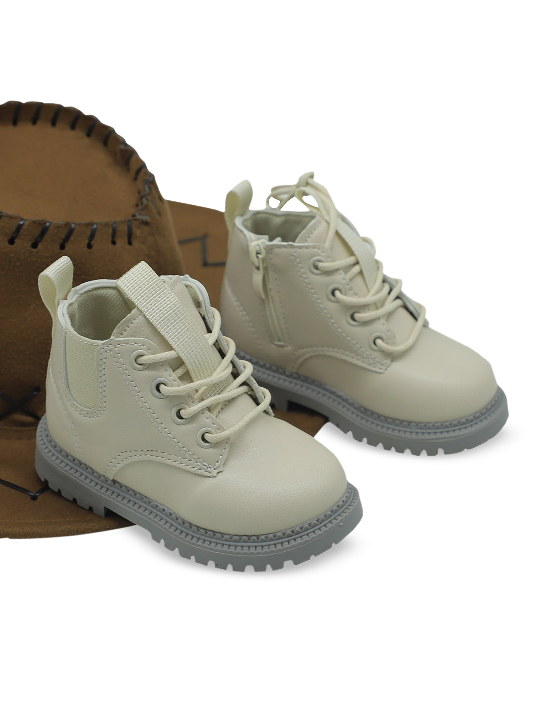 Buy FEETWELL SHOES Unisex Kids Beige Colourblocked PU High Top Fashion