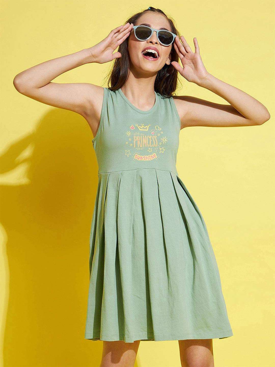 Buy Noh Voh SASSAFRAS Kids Olive Green Dress Dresses for Girls