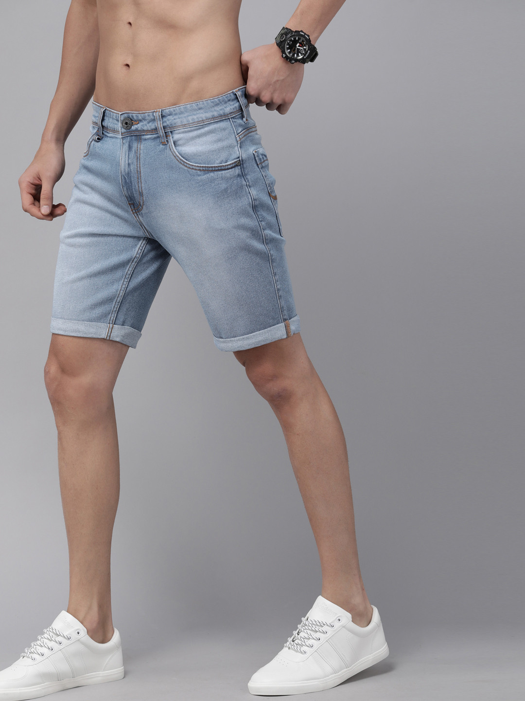 Buy Roadster Men Blue Slim Fit Denim Shorts Shorts for Men 18342838