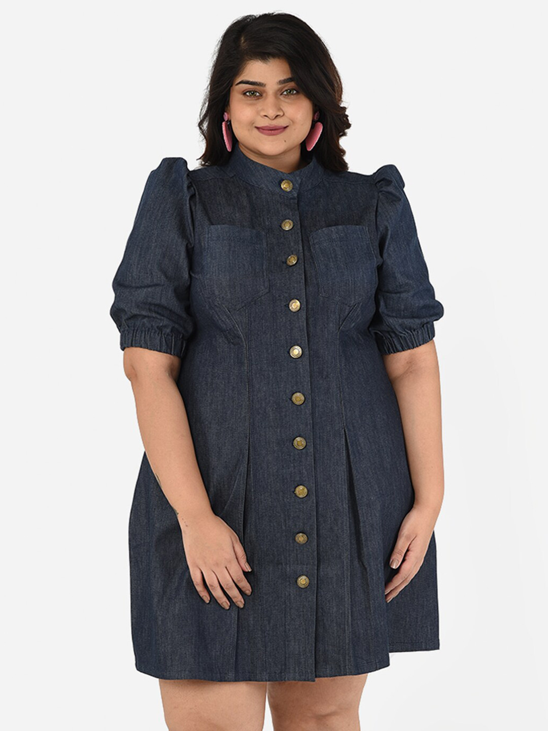 Buy Curvy Clan Blue Plus Size Denim Shirt Dress Dresses for Women
