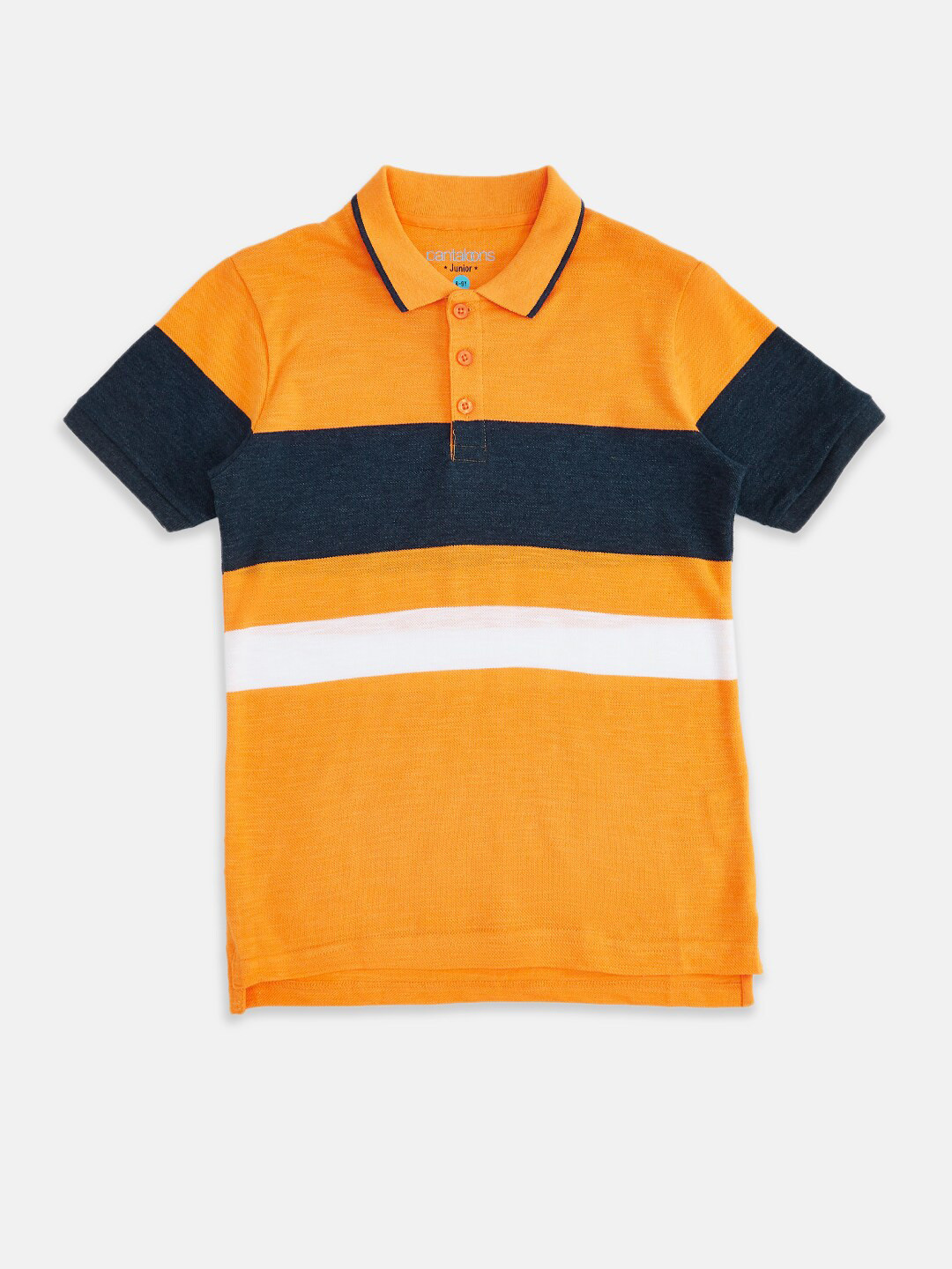 Buy Pantaloons Junior Boys Mustard Yellow Striped Polo Collar Cotton T