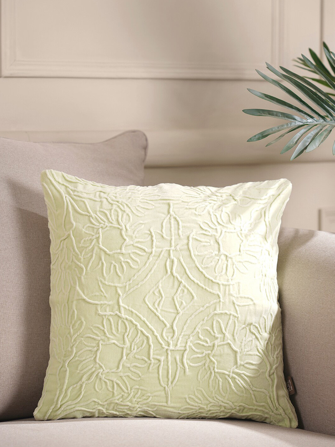 Buy Pure Home And Living Green Embroidered Square Cushion Covers