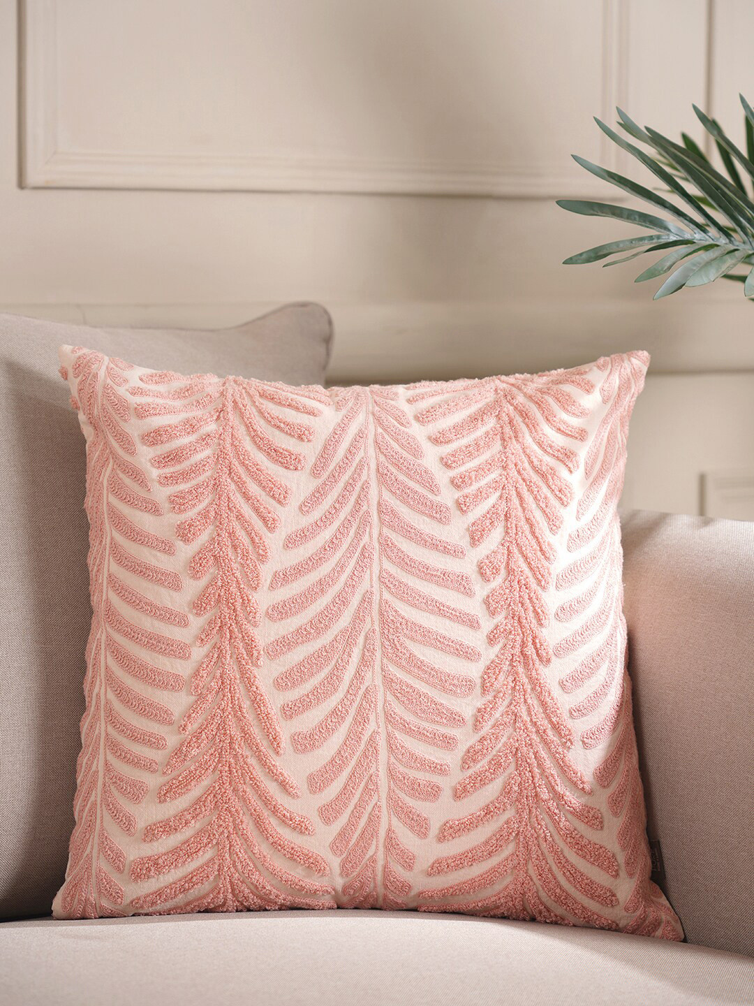 Buy Pure Home And Living Pink & White Floral Square Cushion Covers